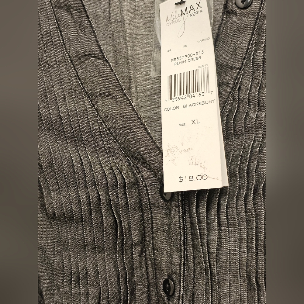 Miley Cyrus Max Azria Grey Chambray Tunic Shirt Dress NWT XL Juniors - Picture 5 of 8